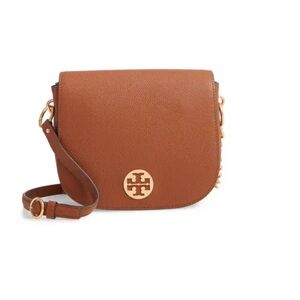 Tory Burch Everly Pebbled Leather Flap Saddle Bag